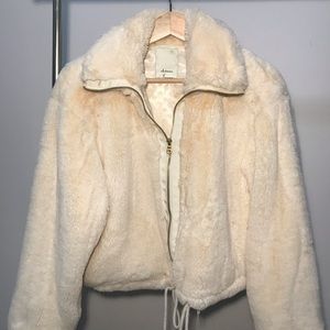 Anthropologie Bristol Faux Fur Jacket White